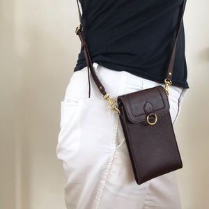 Mini crossbody bag Cognac Napa Leather.